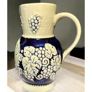 Vintage German Marzi Remy Blue Jug Pitcher 0.25 L Grapes Pattern 2956